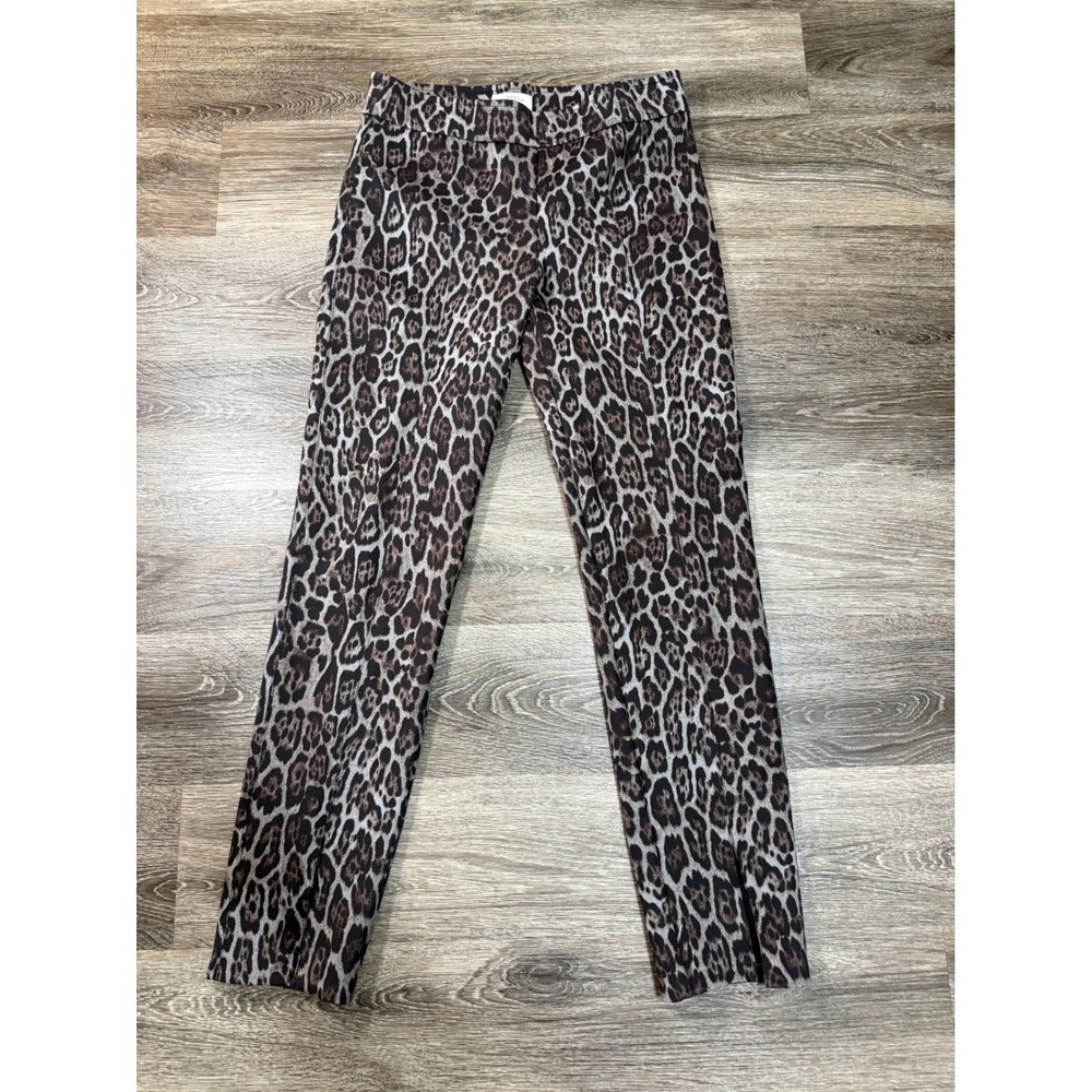 Avenue Montaigne Max Leopard Print Slim Straight Leg Pants Brown Size 8